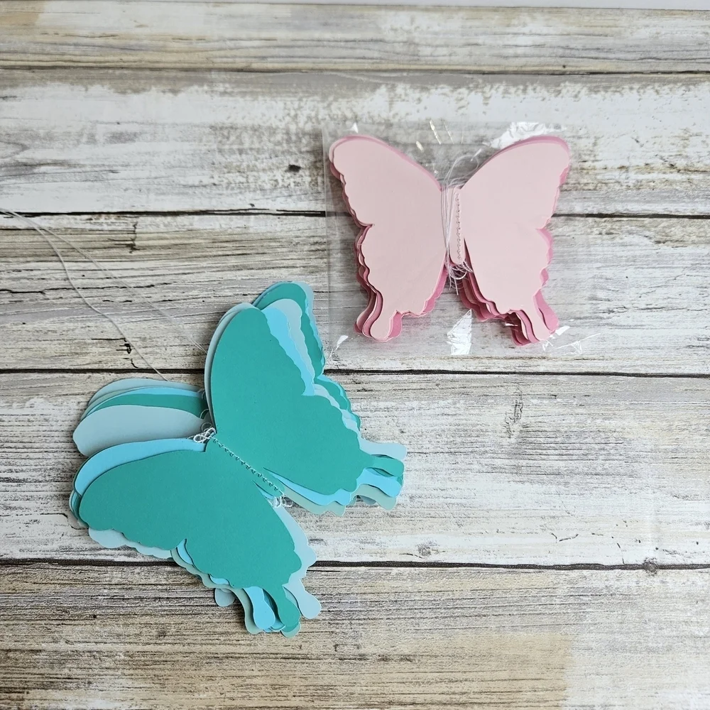 Pink and Blue Butterfly Wall Art Banners